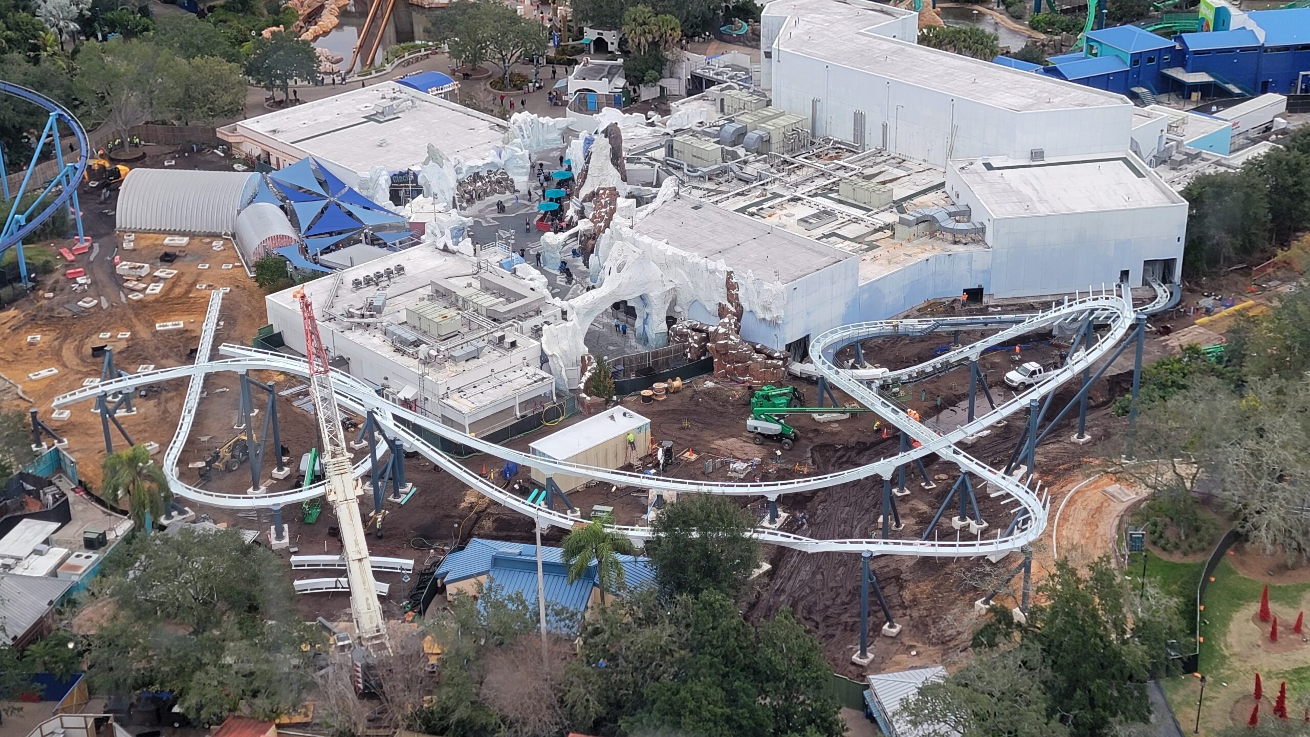 SeaWorld Orlando Penguin Trek Prototype Roller Coaster Construction Update 1.8.24 Track Attack!